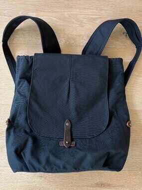 Handcrafted Black Waxed Canvas Backpack (13” x 13”) by Jack & Marjorie